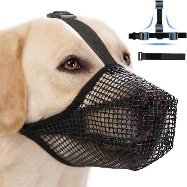 Dog Muzzle, Breathable Pet Mask Dog Training Muzzle for Small, Medium, Large Dogs (L)