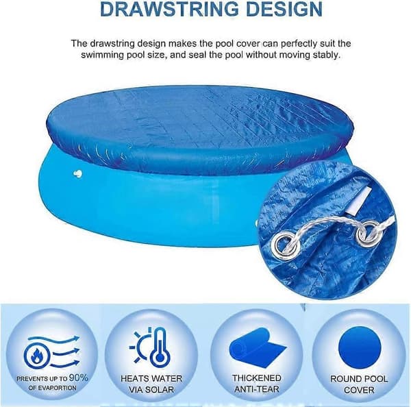 Round Pool Cover, Easy Installation, Dustproof Pool Cover, Suitable for Inflatable Pools and Above-Ground Pools (183 cm)