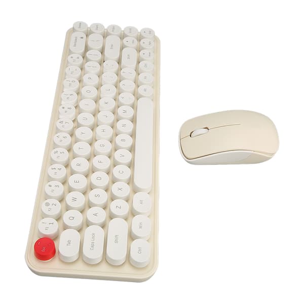 Wireless Keyboard and Mouse Set Mini Portable Retro Silent 2.4G Wireless 68 Keys Office Keyboard and Mouse Set Beige