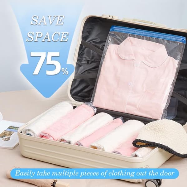 Vacuum Storage Bags for Clothes, 15-Pack, Compression Bags for Comforters and Travel, No Pump Needed