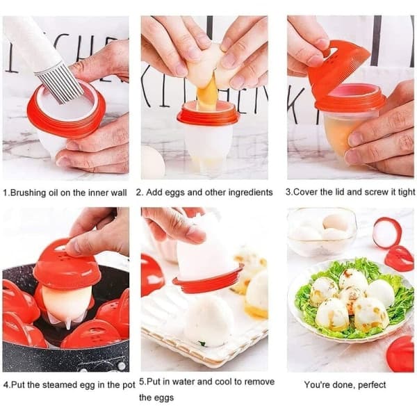 Silikon Egg Cooker, 6 stk Kokte Egg Silikon Pocher, Egg Cooker Egg Cooker Lett Egg Cooker Egg Cup Matkvalitet Silika