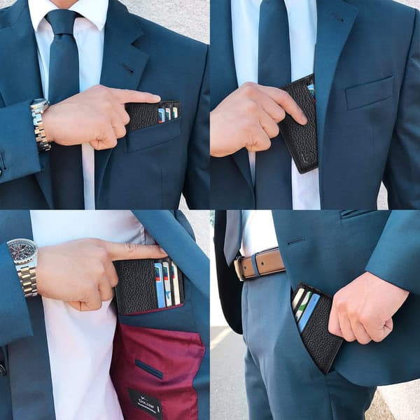 Credit Card Holder Wallet, Blocking Leather Ultra Slim Wallet, Thin Minimalist Credit Card Case Card Protector, Wallets for Front Pocket