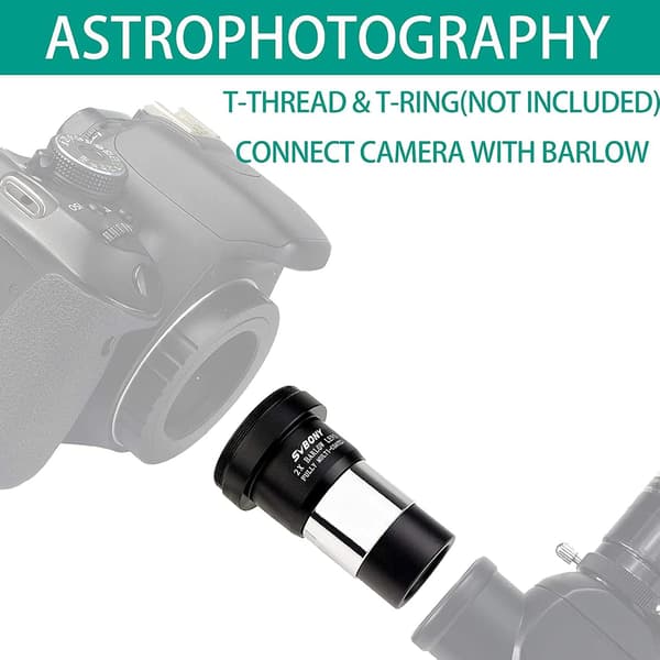 Barlow-linse 2x, 1,25 tommer med M42-gjenger for T-adapter
