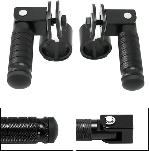 2 Pieces, Foldable Motorcycle Footrests, 90 Degree Foldable Rear Pedals with 31-33mm Clamp, 12.2 x 11 cm, Red