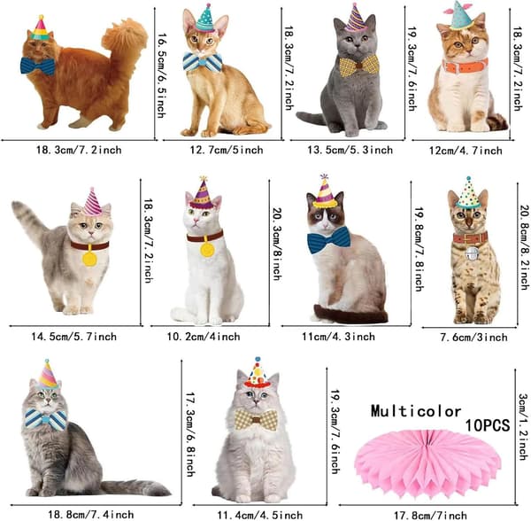 10 stk. Katte Honningvoks Bordpynt Bursdagsdekorasjon Festutstyr Katte-tema Kattebursdagsdekorasjon