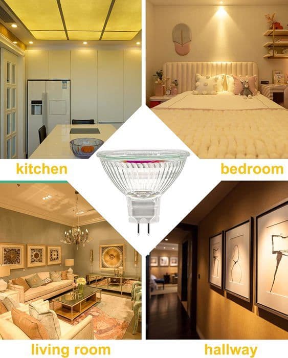 MR16 Spotlight, 12V 50W Bulb, GU5.3 Bulb MR16 Dimmable Bulb, 2700K Warm White Halogen Bulbs, 6-pack