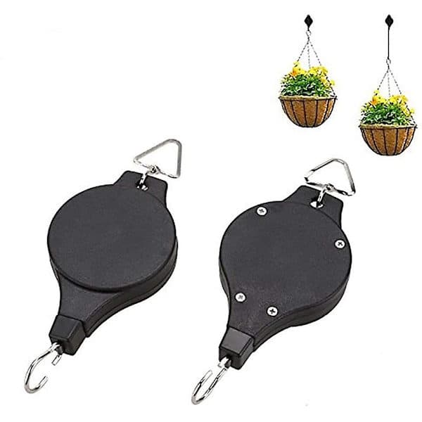 Traffic Light Lift 2-pack Rope Wheel Traffic Light Lift Plant Lift Built-in, Flower Basket Hook, Adjustable Pull Down