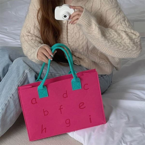 Portable Storage Bag Top Handle Bag Chic and Functional Handbag Felt Bag