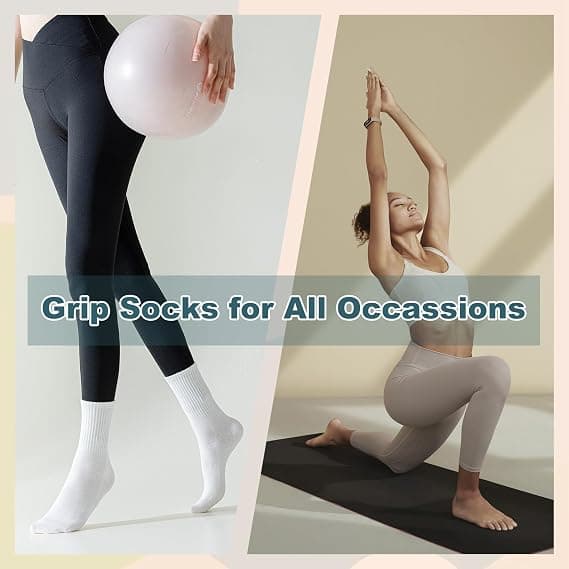 Yogasokker - Ankelstrømper - Profesjonelle sklisikre Pilatesstrømper - bomull - Dame - Hvit - 6 par