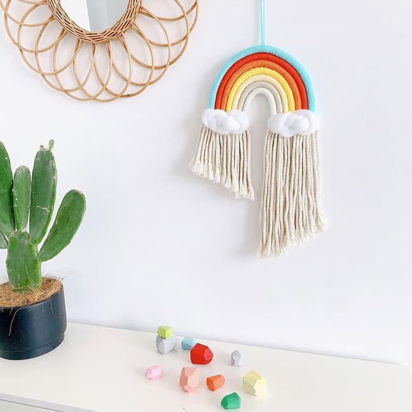 Rainbow Wall Decor, Woven Macrame Wall Hangings, Rainbow Macrame