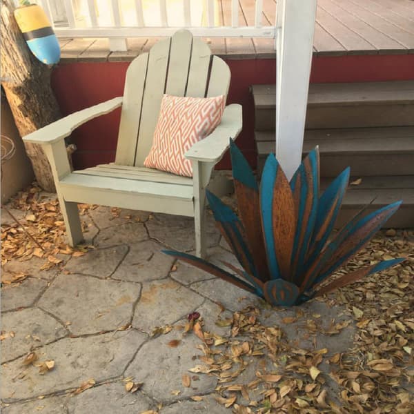Blå 35 cm trädgårdsdekoration - DIY metall agave växt - trädgårdsdekoration