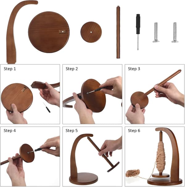 Wooden Yarn Holder, Weighted, Spinning Yarn Ball Spindle