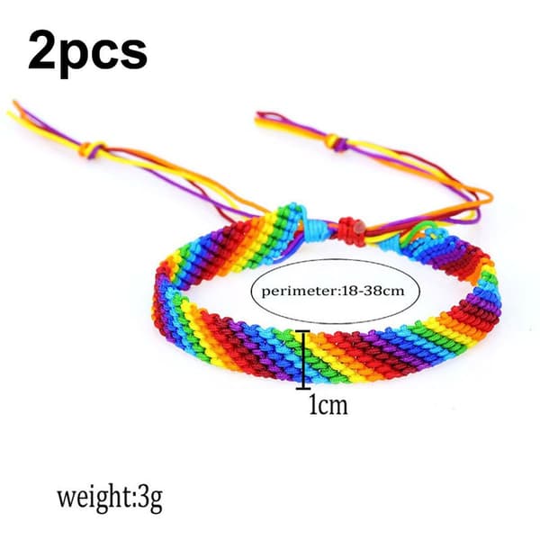 2 regnbueflettede armbånd for menn og kvinner, vennskapsarmbånd KLB