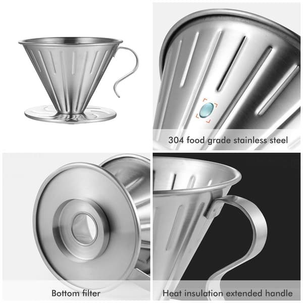 Kaffefilter i rustfrit stål, genanvendelig kaffedrypper, kaffefilterholder