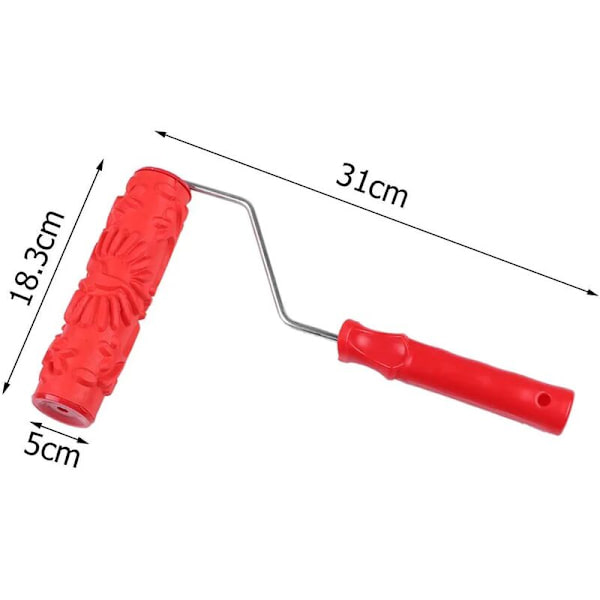 Wall Painting Tool Wall Pattern Tool Brush Tool Wall Relief Floral Pattern Paint Roller New Decorative Paint Roller Brush DIY Tool - Red