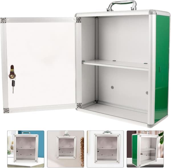 Wall-mounted first aid cabinet, large capacity medicine cabinet with door panel and acrylic material