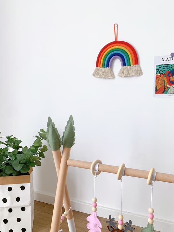 Regnbågsmakramé Vävd Regnbåge Tapestry Barnrum Hem Väggdekor Ma
