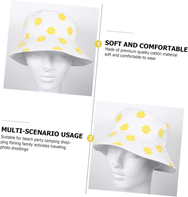 Floral Pattern Fisherman Hat for Women Double-Sided Reversible Bucket Hat