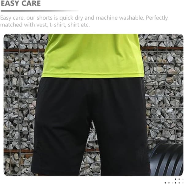 Herre Quick Dry Strandshorts til sommer træningsaktiviteter, tætsiddende polyester atletisk XXL, fritidsstil elastisk linning mænd sort
