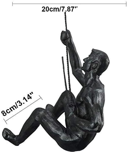Kiipeilevä mies -seinäveistos, hartsi, seinätaide kodin sisustukseen, tumma pronssipinta