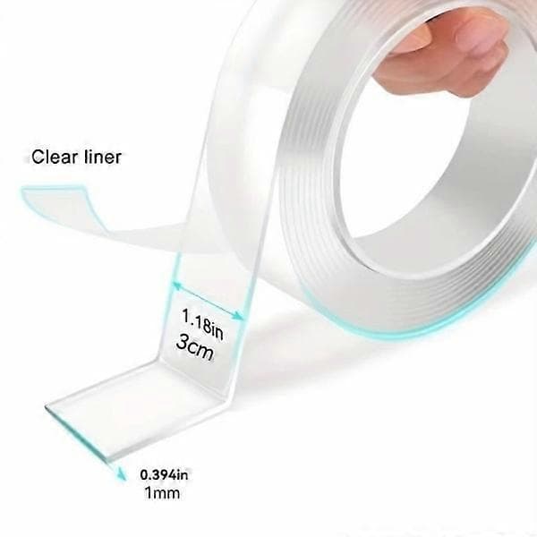 2 st 3 meter Dubbelsidig Nano Tejp Återanvändbar Transparent