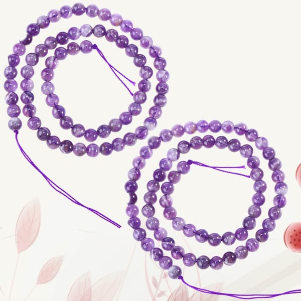 Natural Amethyst Loose Beads 4mm, Approximately 186 Pieces in 2 Strands, Purple Gemstone Beads