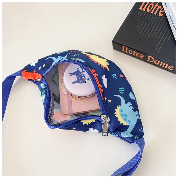 Barn Crossbody Väska, Söt Liten Dinosaurie - Mörkblå