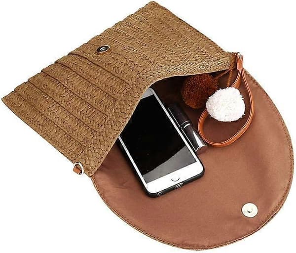 Dam Halmväska Clutch, Sommar Halm Axelväska Vävd Rotting Handväska Väskor Strand Axelväska Tote Handväskor