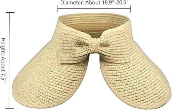 Dame sommerhatt med sammenleggbar bred brem solskjerm - melkehvit