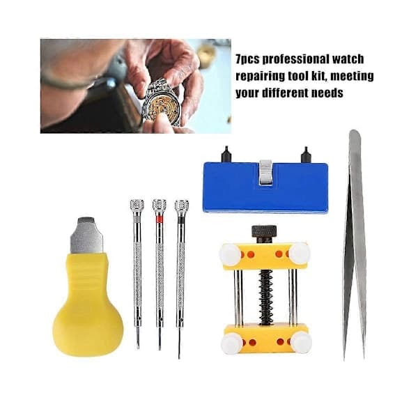 7-piece Watch Repair Tool Kit for Opening Watch Cases, Removing Straps, Battery Replacement Watch