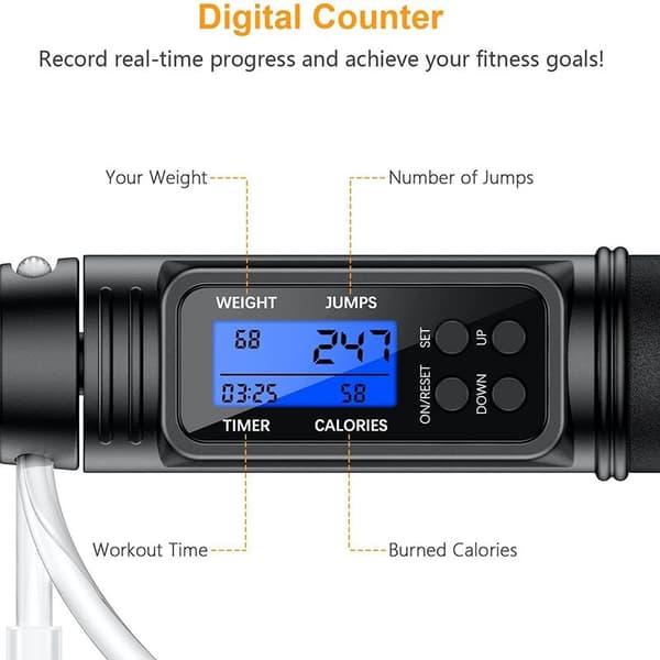 Jump Rope with Counter, Weighted Speed Jump Rope with Calorie Counter