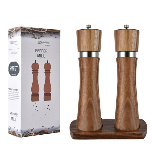Salt and Pepper Grinder Set with Grinder Stand, Adjustable Ceramic Grinder, Salt Grinder, Stainless Steel Grinder, Pepper Grinder