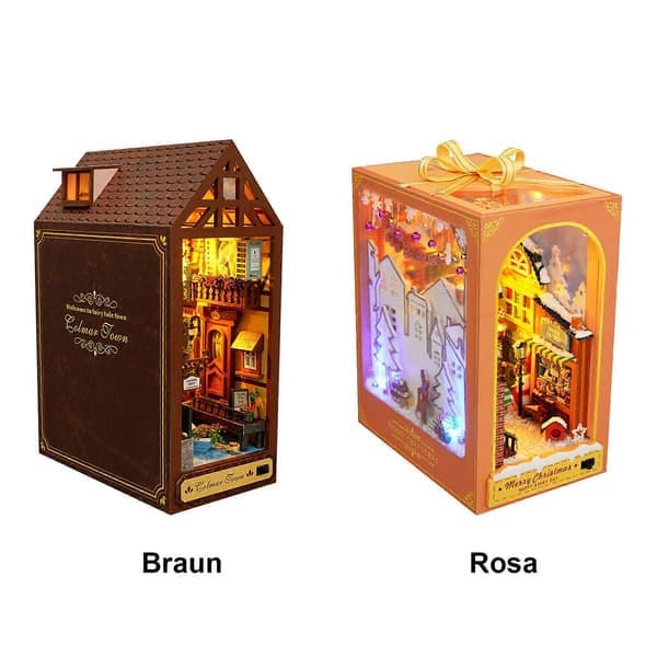 3D Wooden Puzzle Bookend Decorative Bookend DIY Book Nook Miniature Kit