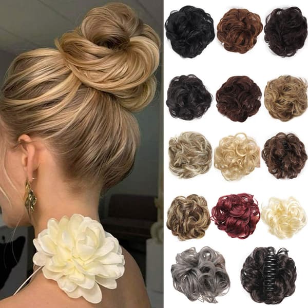 Kudde Hår Peruk Scrunchy Clip In Lockig Knut Lazy Updo - No. Dray