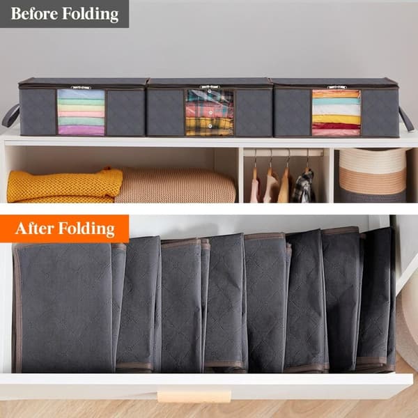 35L Clothes Storage Bag, Foldable Under Bed Storage Box for Bedroom, Toys, 3-Pack
