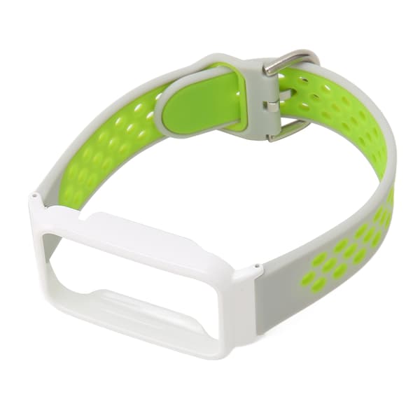 Andningsbart silikonarmband med skyddande stötfångarfodral för Mi Band 7 Pro - Grå, Grön och Vit