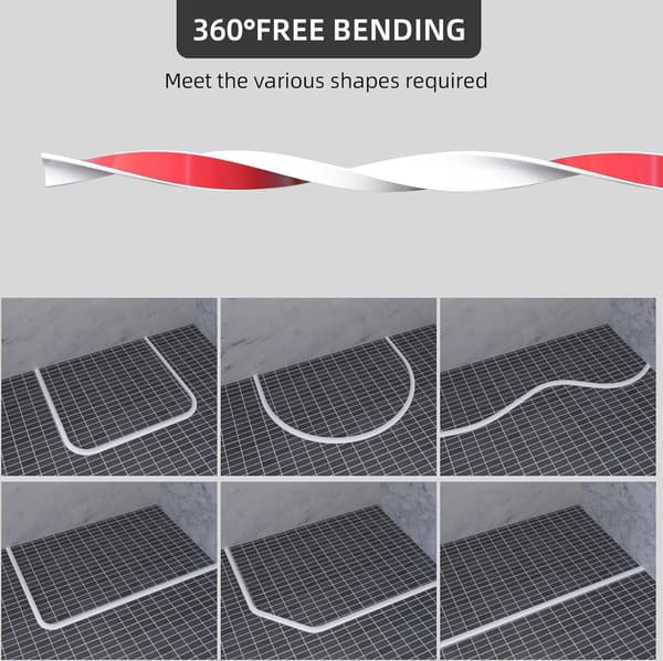Shower Threshold 200cm White - Shower Thresholds - Self-Adhesive Water Barrier Shower - Compact - Sanitary Water Stop - Shower Threshold ...