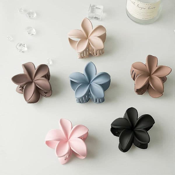 6-pak Blomsterhårklemmer Skridsikre Matte Hårklemmer til Kvinder Tykt til Tyndt Hår Styling Tilbehør Søde Hårklemmer