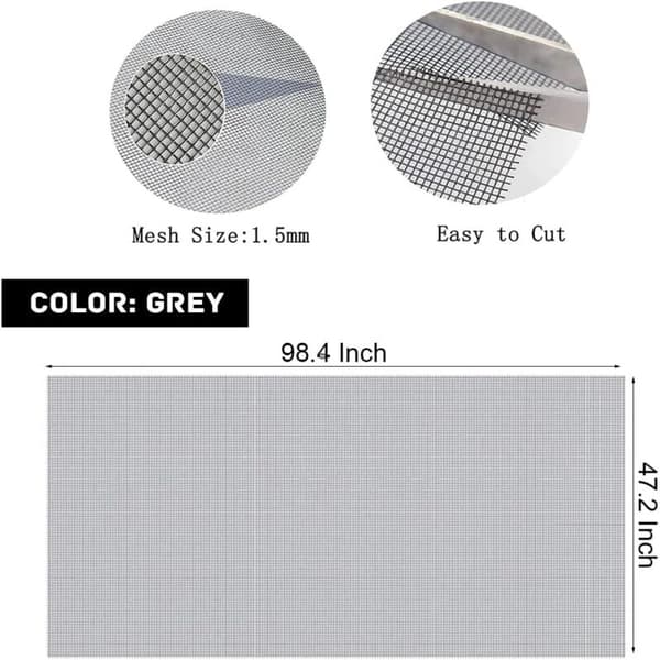 Mosquito Net Roll 120 x 250 cm, Mosquito Net Fabric per Meter for Windows, Adjustable and Durable Fiberglass, Scratch-Resistant