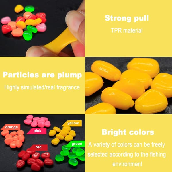 Soft Corn Baits, 100 Pieces Fishing Lures, PVC Artificial Sweet Corn Fishing Baits, Corn Flavored Carp Bait