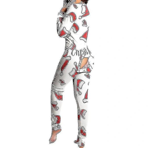 Pyjamas Dam Jumpsuit Sovkläder Kostym Bakre Rumpa Öppen Loungewear