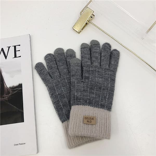 Damehandsker Vinter Touch Screen Strikkede Varme Handsker, Elastiske Varme Fleece Anti-skrid Arbejdshandsker til kvinder, Vinterhandsker Grå Gray