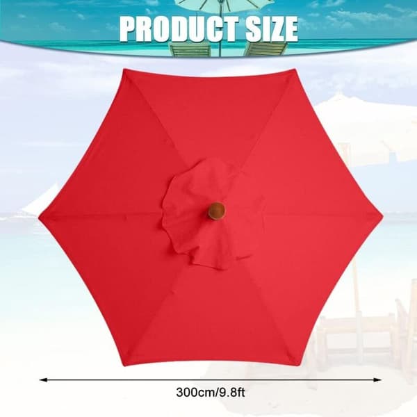 Replacement Cover Universal Replacement Canopy for Garden Parasol, Patio, Yard, Beach, Pool, Market, 3m/6 Ribs Red