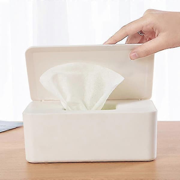 Dustproof Storage Box for Tissues Wet Wipes Dispenser Holder with Lid for Home Office White White