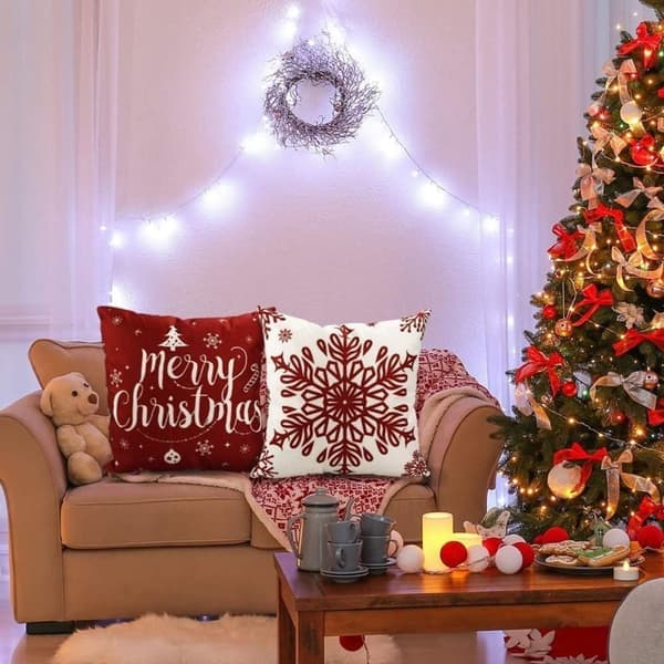 Julgranskuddfodral 45×45 cm – Röd – Julkuddsdekoration för Hem & Kontor