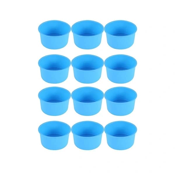 12 stk Mini Kageforme 4 Tommer Rund Bageplade Non-stick Silikone Bageform Genanvendelig