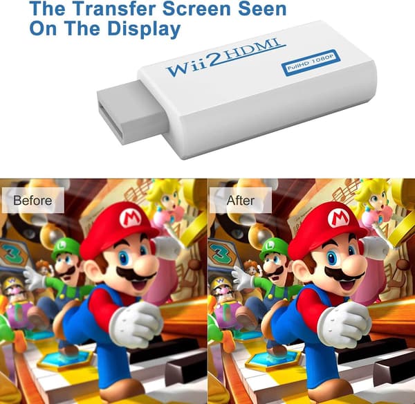 Wii til HDMI-konverter, Full HD 1080P videoadapterkonverter med