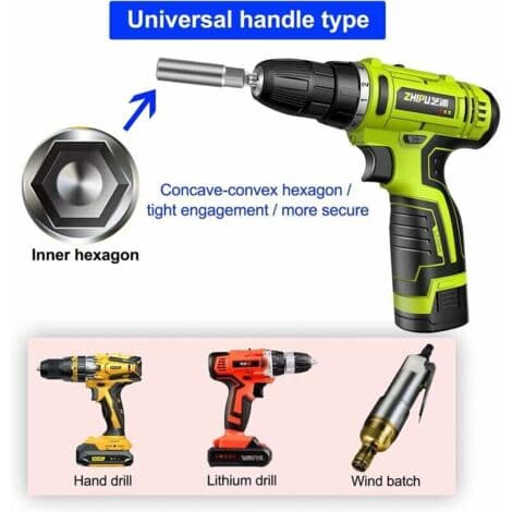 14-piece Deep Socket Set, 6-19mm Hex Adapter, 34mm Cutting Depth, Hex Socket for Screwdriver, Impact Driver, Socket Wrench