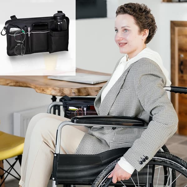 Rullestolveske med lommer - Universell vanntett armlensveske