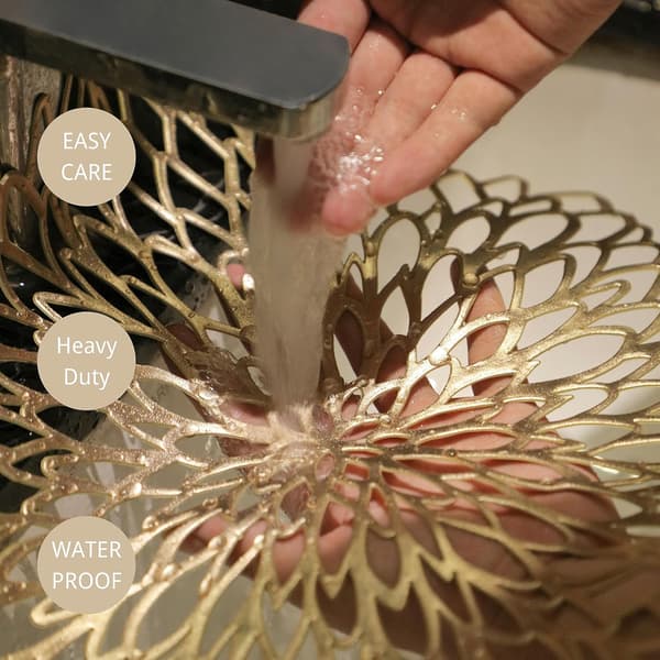 4 Pairs Gold Placemats 8 PCS Matching, Golden Metallic Pressed